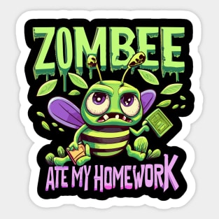 Zombee Ate My Homework Sticker